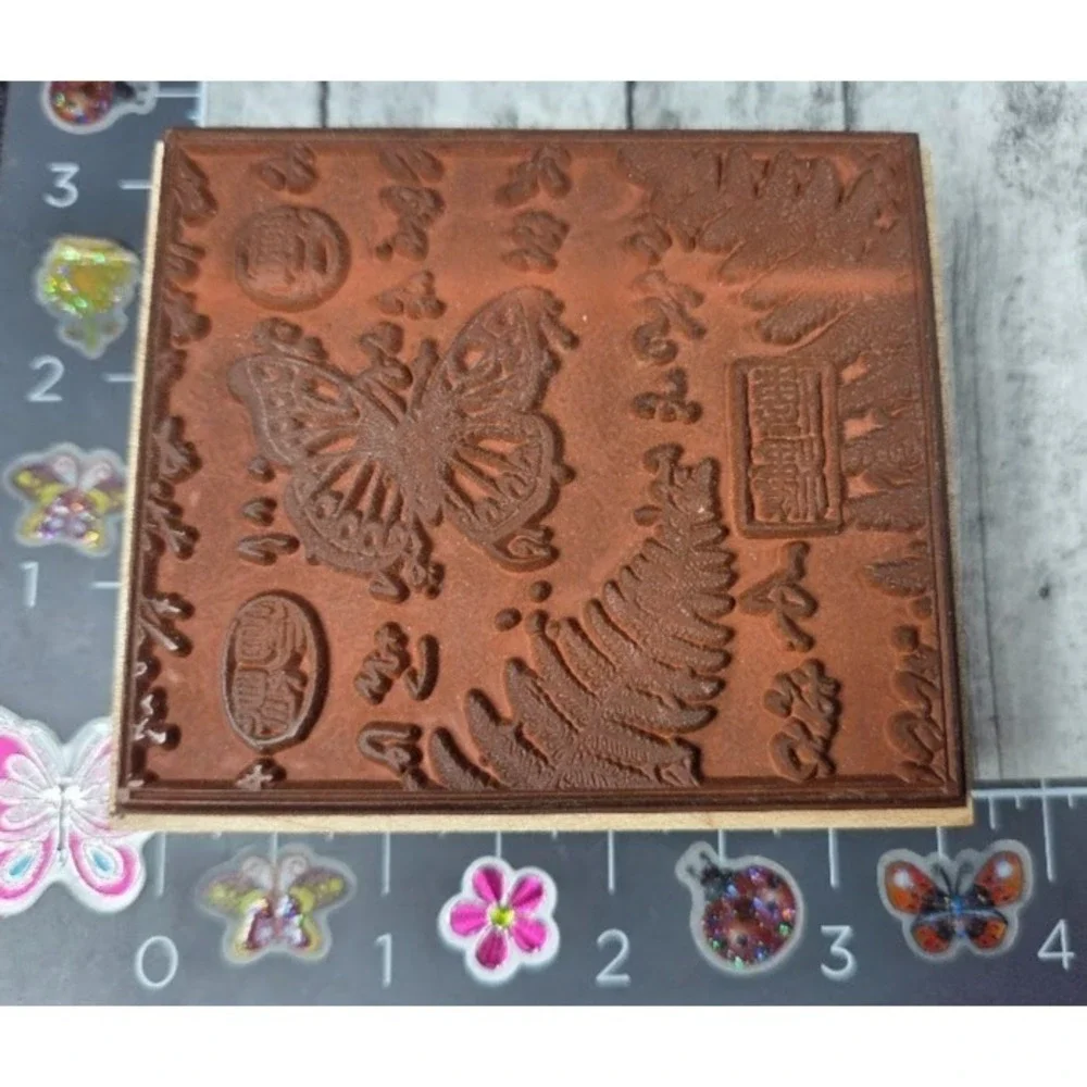 Hero Arts Butterfly With Ferns M2162 Asian Rubber Stamp Wood #P8